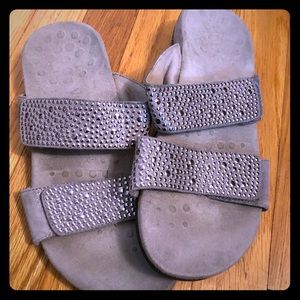 Vionic Leather Gored Slide Sandals - Samoa